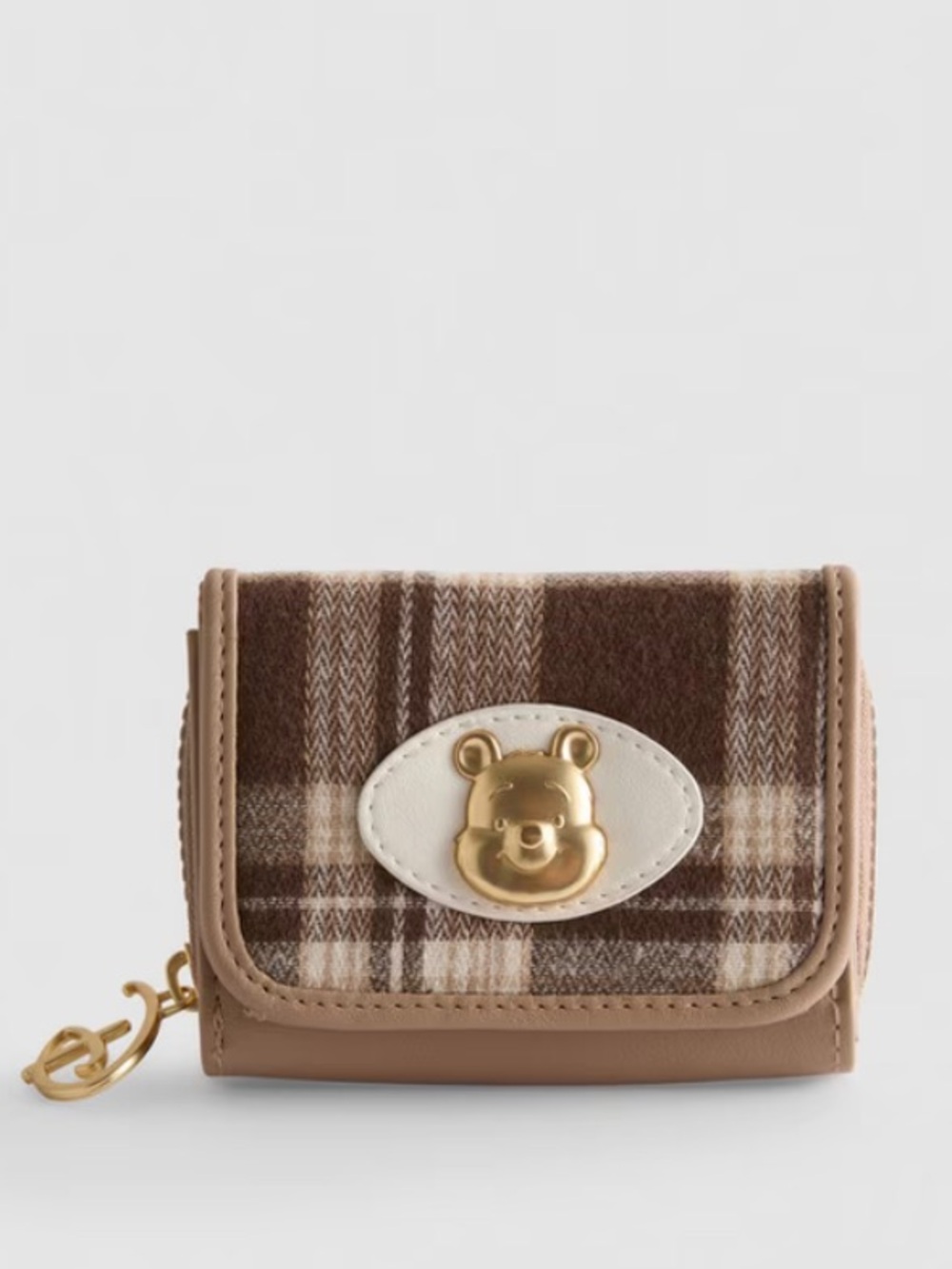 Disney Plaid Brown & Tan Winnie the Pooh Mini Wallet